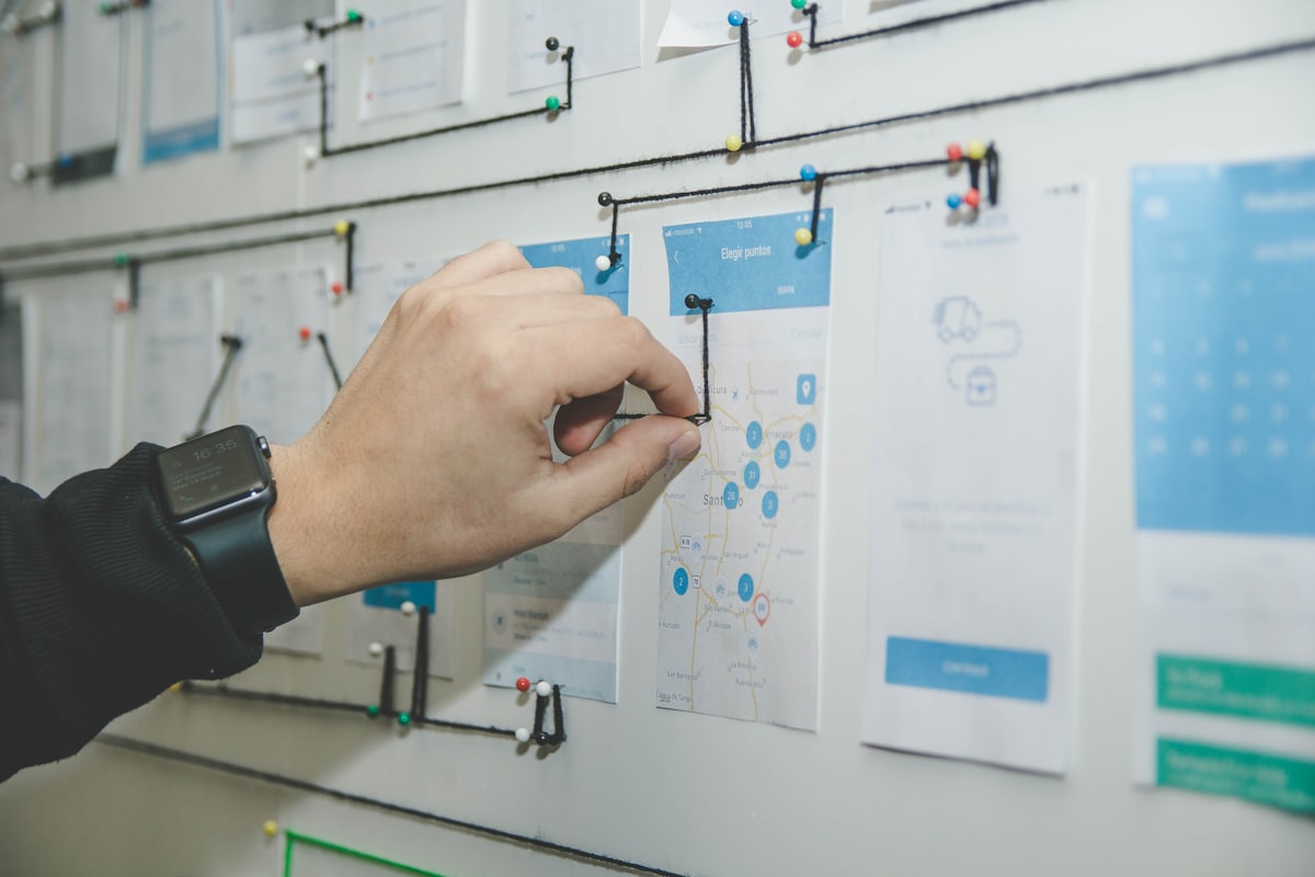 A strategy planning session at a whiteboard with advisors